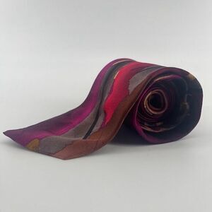 J. Garcia‎ 100% Silk Tie Limited Edition Abstract Design Purple Red Brown